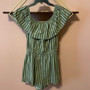 Off The Shoulder Olive Green Romper